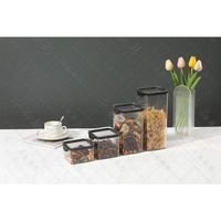 Recipient din Plastic, Flippy, pentru Alimente/Obiecte, Inchidere Ermetica, 10.2 x 9.8 cm, 700 ml, Transparent
