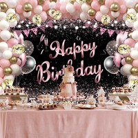 Banner Tip Fundal pentru Poze, Flippy, din Panza, 185 x 110 cm, Sfoara 6 m, Prindere in 4 Colturi, Negru/Roz