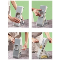 Feliator de Legume Multifunctional, Flippy, Taieturi Diferite, Razatoare pentru Bucatarie, Taietor de Cartofi, Presa Manuala, Pliabila, Extensibila, PP PET, 23.5x9.5x5.5 cm, Gri