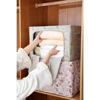 Cutie Depozitare, Flippy, 66L, din Material Textil, 50 x 40 x 33 cm, pentru Haine si Lenjerii, Model Fluturasi, Gri