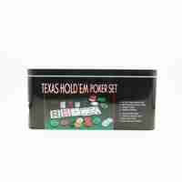 Set de Poker Complex cu 200 de jetoane Flippy, Include 2 seturi de carti, Texas Hold`em set, portabil, cutie depozitare