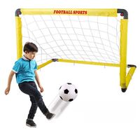 Set Poarta de Fotbal pentru Copii, Flippy, 80x120 cm, Minge, Cartonase, Pompa, Fluier, Interactiv, Distractiv, Galben