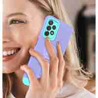 Husa Armor Design cu Stand pentru Samsung Galaxy A03, Mov/Albastru, Suport Auto Magnetic, Wireless Charge, Protectie Antisoc, Flippy