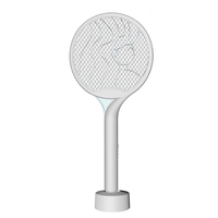 Paleta Electrica pentru Tantari, Muste si Tantari 2in1, Flippy, Reincarcabila, Incarcare USB, 2600V, Plastic, Casa si Gradina, Anti-insecte, Stand, 23x51 cm, Gri