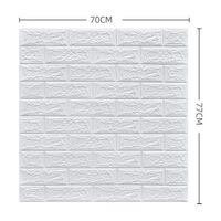 Set 10 Placi Tapet 3D, Flippy, 70 x 77 cm, Grosime 3 mm, din Polietilena, Model Caramida, Suprafata acoperita 5.3 mp, Alb