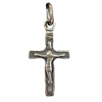 Pandantiv, Jolie Silver, Argint 925, Model Cruce cu Iisus Oxidata, 0.7 g, 20x10 mm