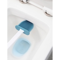 Set 3 Perii pentru Toaleta, Flippy, din Silicon, Perie Zimtata, Cap Flexibil, Suport Adeziv pentru Montarea pe Perete, 39 x 19 x 9.8 cm, Albastru/Alb
