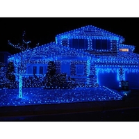 Instalatie de Craciun cu Baterii Tip Liniar, 2 jocuri de lumini, Fir transparent 1 m 10 LED -uri, Albastru