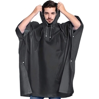 Pelerina de Ploaie, Flippy, pentru Adulti, EVA, Tip Poncho, Impermeabila, Rezistenta la Vant, Capse Laterale, 160 g, Negru