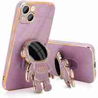 Husa de Protectie TPU 2in1, Flippy, pentru Apple iPhone 14, Astronaut cu Suport, Antisoc, Rezistenta la Impact, Protectie Camera, Mov