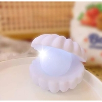 Lampa de Veghe, Flippy, Model Scoica cu Perla, Lumina Calda, 6x5 cm, Led, Baterii Incluse 3 x LR44, Alb
