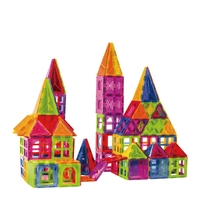 Set 120 de Piese Magnetice de Constructie, Flippy, Piese Mari, Magnetic Tiles, Forme Geometrice, 3 Ani, ABS, Magnet, 20.5 x 14.5 x 12 cm, Multicolor