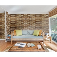 Set 10 Stickere de Perete, Flippy, Autoadezive, 70 x 77 cm, 2.5 mm Grosime, Suprafata Acoperita 5.3 mp, din PVC, Model Caramida, Maro