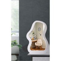 Oglinda de Perete, Flippy, Decorativa, pentru Baie, Dormitor, Sufragerie, Model Minimalist, Forma Asimetrica, 40.3x26 cm, Alb