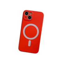 Husa MagSafe pentru Apple iPhone 13, Silicon, Protectie pentru camera, Magnetica, Incarcare Wireless,  Flippy, Rosu