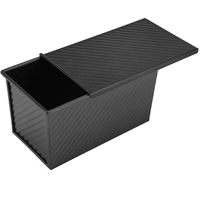 Tava pentru Paine, Flippy, din Otel Carbon, 450 g, cu Capac, Antiaderenta, 21 x 11 x 11.5 cm, Negru