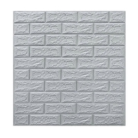 Set 10 Stickere de Perete, Flippy, Autoadezive, 70 x 77 cm, 3.5 mm Grosime, Suprafata Acoperita 5.3 mp, din PVC, Model Caramida, Gri