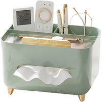 Suport pentru Servetele, Flippy, Cutie Multifunctionala, Design Minimalist, ABS, cu Suport pentru Obiectele Personale, pentru Birou, 21x15x13 cm, Verde