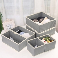 Organizator pentru Sertar, Flippy, 3 Marimi, pentru Lenjerie, Tricouri, Sosete, 6 Piese, Pliabil, Stivuibil, din Tesatura, Gri/Alb