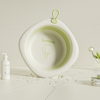 Cada Pliabila pentru Baie pentru Copii, Flippy, Cadita pentru Bebelusi, Model Romb cu Balon, Verde, 31.5x31.5x3.5 cm, 3L