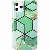 Husa protectie pentru Apple iPhone X/XS Soft IMD TPU Marble Geometric Verde