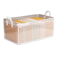 Cutie container de depozitare din PVC, Flippy, de stocare, Dimensiuni multiple, Accesoriu robust pentru organizarea de uz casnic, volum 26L, 47 x 28 x 20 cm, Transparenta