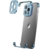 Husa Metalica Edgeless Compatibila cu iPhone 16 Plus, Flippy, Protectie pentru Colturi si Camera, Aliaj Aluminiu, Antisoc, Antizgariere, Albastru