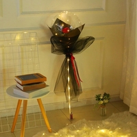Trandafir in Balon LED cu Lumini, Flippy, Tip Buchet, Diametru 35 cm, Rosu