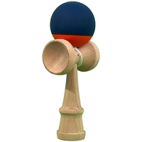 Jucarie Interactiva Kendama Profesionala, Flippy, din Lemn, 18 cm, Joc de Indemanare pentru Copii si Adulti, Bicolor Albastru inchis/Rosu