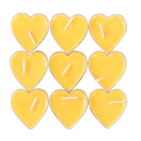 Set 9 Lumanari in Forma de Inima, Flippy, pentru Ziua Indragostitilor, Aroma de Citrice, Ardere 3.5 h, din Parafina, 4 x 2 cm, Galben