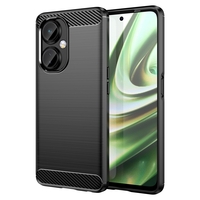 Husa Protectie pentru OnePlus Nord CE3 Lite, Flippy, din Silicon TPU Moale, Textura Periat, Anti Cadere, cu Element Carbon, Negru