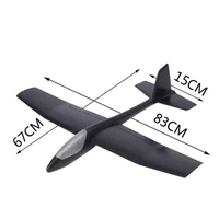 Avion Zburator, Flippy, Tip Planor, 83 cm Lungime, +3 Ani, din Polistiren, Aruncare 10 - 30 m, Negru