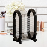 Cutie pentru Depozitare Cosmetice, Flippy, pentru Pensule, Creioane si Buretei, 4 Compartimente, din Plastic, 12 x 10 x 20 cm, Negru