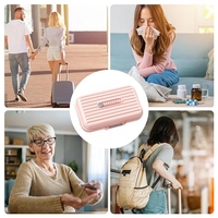 Cutie Medicamente, Flippy, Roz, 7 Compartimente, Portabila si Compacta, 11x7.2x3.5 cm, Ideala pentru Uzul Cotidian