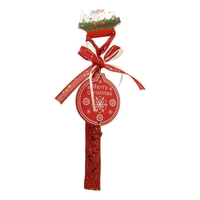 Ornament de brad medalion, Flippy, rosu, lemn, 25 cm