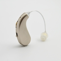 Aparat auditiv retroauricular BTE Reincarcabil, Flippy, Set 2 bucati Stinga Dreapta, Standard European, Aparat auditiv Cu incarcator, Aparat pentru Auz, 12 x 8.5 x 4 cm, 89 g,  Auriu