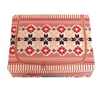 Cutie de Depozitare Pliabila, Flippy,100 L din Bumbac si In, 60X42X40 cm, Fereastra Frontala, 2 Usi de Acces cu Fermoar Bidirectional, Cadru Metalic, Suport Baza Stabil din Plastic, Motiv Traditional Model 1