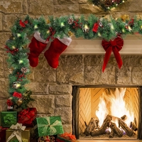 Ghirlanda de Craciun, Flippy, din Brad Artificial cu Decoratiuni, cu Baterii, 50 LED-uri, 270 cm, Verde