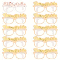 Set 10 Ochelari, Flippy, Tematica Petrecerea Burlacitelor, Model Team Bride si Bride to Be, 9 x Roz, 1 x Alb