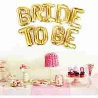 Set Baloane din Folie Metalizata, Flippy, Model Bride to Be, Litere de 40 cm, Baloane Party, Ambalaj Individual, Pai Inclus, Umflare cu Aer sau Heliu, Auriu