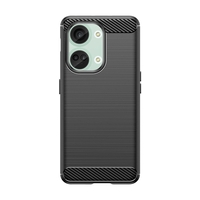 Husa Protectie pentru OnePlus Nord 3, Flippy, din Silicon TPU Moale, Textura Periat, Anti Cadere, cu Element Carbon, Negru