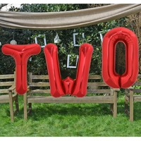 Balon Folie Metalizata Litera T, Flippy, 40 cm, Umflati cu Heliu sau Aer, Ambalaj Individual, Pai inclus, Rosu