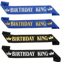 Panglica pentru Aniversare, Flippy, Model Birthday King, Tematica Aniversare, 160x9.5 cm, Albastru