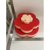 Tava pentru Servire, Flippy, pentru Fructe / Legume / Snackuri, cu Sertare, Deschidere Rotativa, pe 2 Straturi, in Forma de Floare, 26 x 26 x 11.5 cm Roz