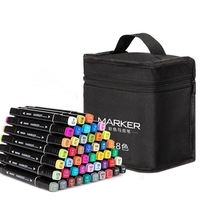 Set 24 Markere, Flippy, pe Baza de Ulei, Dublu Capat, Subtire 1mm si Gros 6 mm, Geanta Depozitare, 15 cm, Multicolor