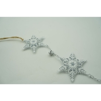 Ornament de brad trei fulgi de nea, Flippy, alb, metal, 30 cm