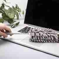 Mop din Microfibra pentru Curatenie, Flippy, Set 2 Capete Detasabil, Mop din Microfibra, Pamatuf pentru Praf, Maner Extensibil, EVA, Impachetate in Sac cu Fermoar, Gri