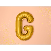 Balon Folie Metalizata Litera G, Flippy, 80 cm, Umflati cu Heliu sau Aer, Ambalaj Individual, Pai inclus, Auriu