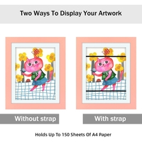 Rama Foto Flippy, cu Magnet, din Lemn, cu Spatiu Pentru Depozitare, Pentru Desene si Picturi A4, Sticla Securizata, Rama MDF, 21x30 cm, Roz