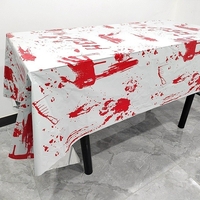 Fata de Masa, Flippy, din Folie, Imprimeu Halloween - Help Me, 137 x 183 cm, Alb/Rosu